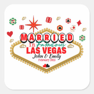 Las Vegas Ehepaar passend Urlaub Nevada  Quadratischer Aufkleber
