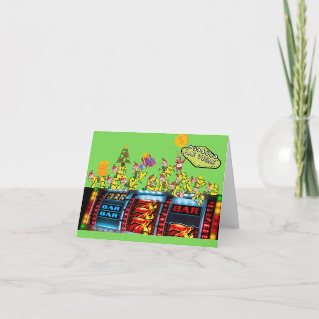 Las Vegas Elves Merry Christmas Cards Dankeskarte (Vorderseite)