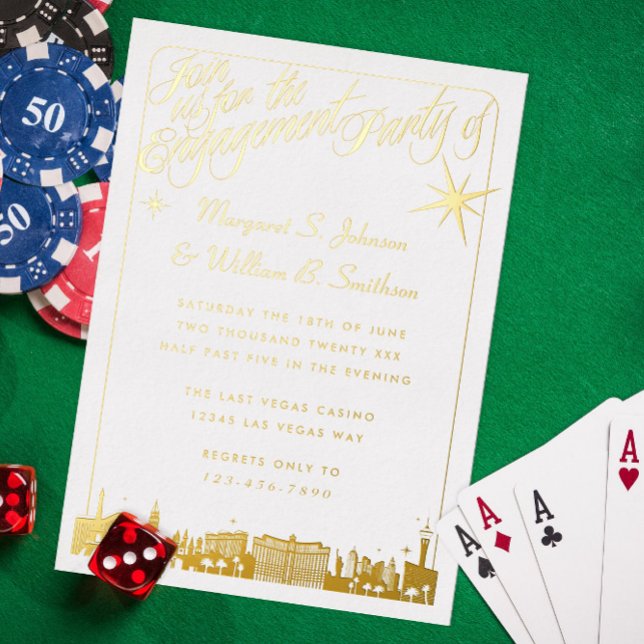Las Vegas Engagement Party Gold Foil Einladung (Von Creator hochgeladen)