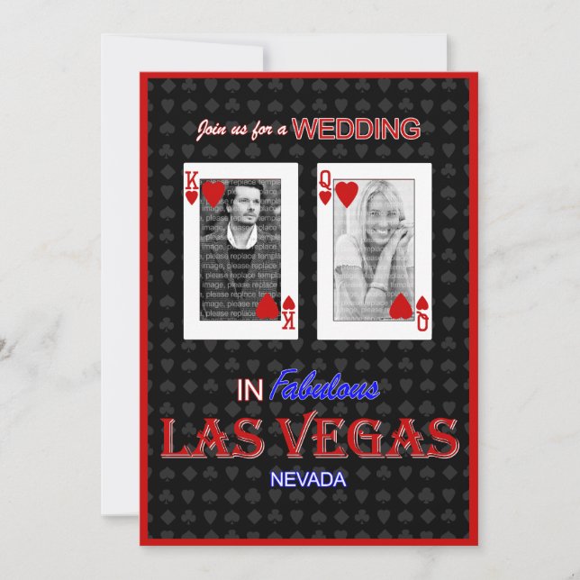 Las Vegas Foto Wedding Invitation - King & Queen Einladung (Vorderseite)