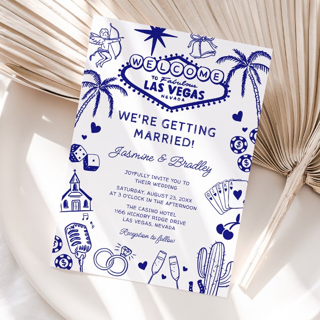 Las Vegas Fun Doodle Wedding Einladung (Von Creator hochgeladen)