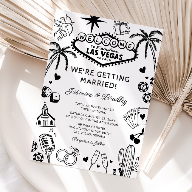Las Vegas Fun Doodle Wedding Einladung (Von Creator hochgeladen)