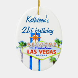 Las Vegas-Geburtstag 21 Keramik Ornament