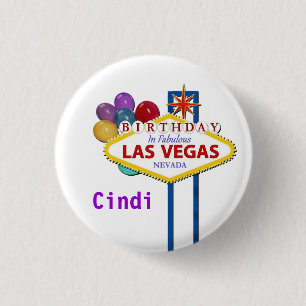 Las Vegas-GEBURTSTAG Knopf personifizieren mit Button