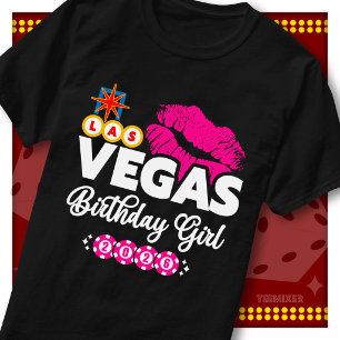 Las Vegas Geburtstagsgirl 2026 Rosa Lippen Kuss St T-Shirt