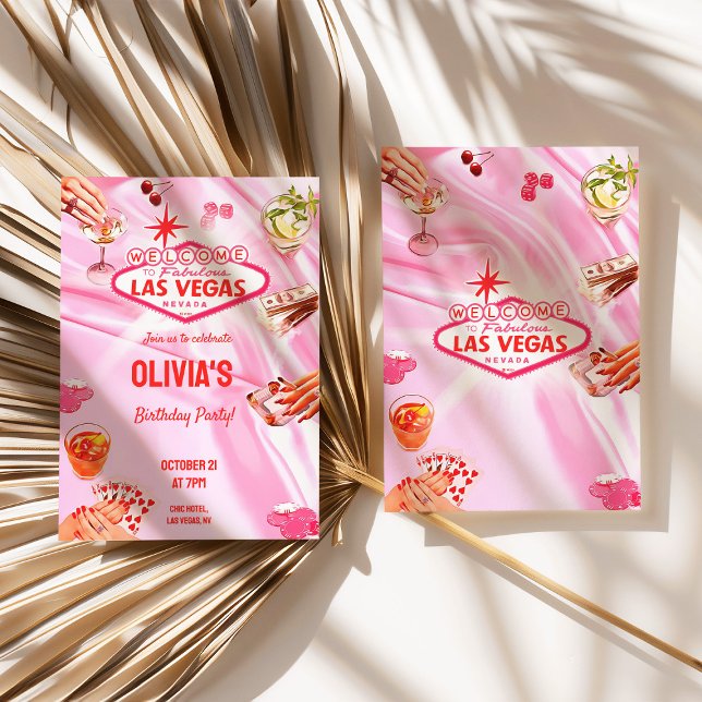 Las Vegas Geburtstagspartei Frauen Poker Einladung (Las Vegas Birthday Party Women Poker Invitation)