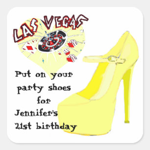 Las Vegas Geburtstagsparty Shoes Quadratischer Aufkleber
