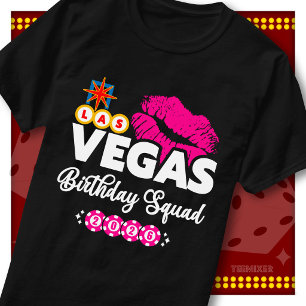 Las Vegas Geburtstagstruppe 2026 Trip Pinke Lippen T-Shirt