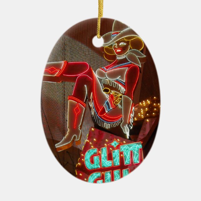 Las Vegas Glitzer Gulch Keramik Ornament (Vorne)
