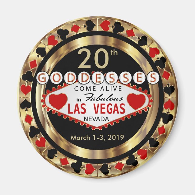 Las Vegas Goddess Poker Chip Design Magnet (Vorne)