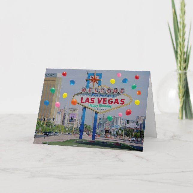 Las Vegas Happy Birthday Card mit Balloons Karte (Vorderseite)
