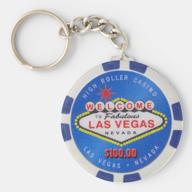 Las Vegas High Roller $100,00 Poker Chip Schlüssel Schlüsselanhänger (Vorne)
