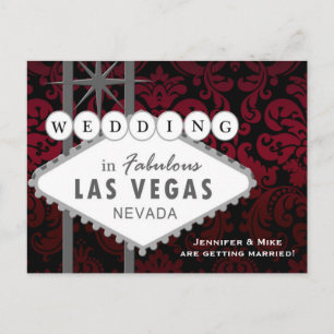 LAS VEGAS HOCHZEIT Damast Save-the-Date-Postkarte Ankündigungspostkarte