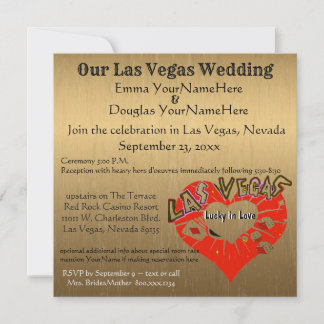 Las Vegas Hochzeit Gold Einladung