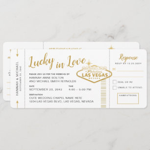 Las Vegas Hochzeit in Urlaubsort Boarding Ticket Einladung