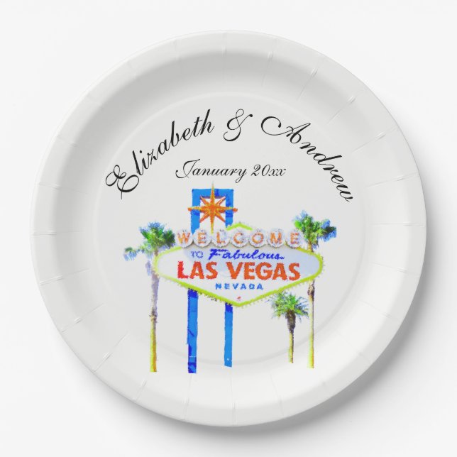 Las Vegas Hochzeit Pappteller (Vorderseite)
