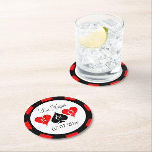 Las Vegas Hochzeit Poker Chip Custom Drink Coaster Runder Pappuntersetzer