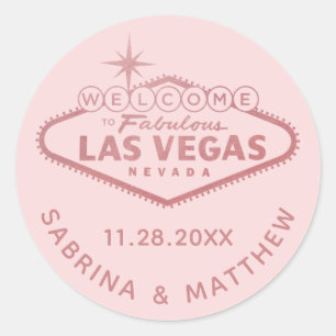 Las Vegas Hochzeit Rosa Roségold Runder Aufkleber