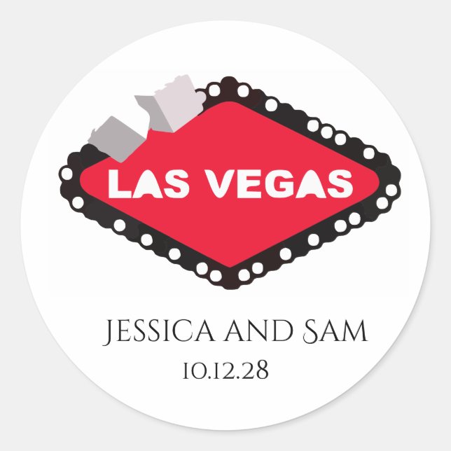 Las Vegas Hochzeit Runder Aufkleber (Vorderseite)