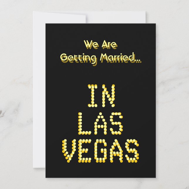 Las Vegas Hochzeit. Schwarz und goldgelb.Gestaltet Einladung (Vorderseite)