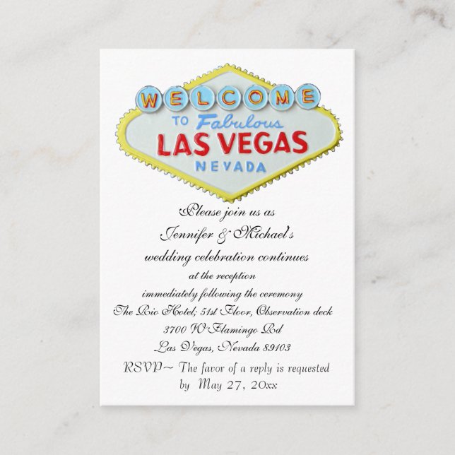 Las Vegas Hochzeitsempfang Begleitkarte (Vorderseite)