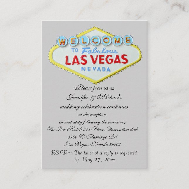 Las Vegas Hochzeitsempfang Einladung zur Einladung (Vorderseite)
