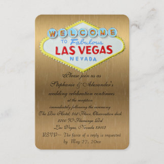 Las Vegas Hochzeitsempfang Gold Einschließung Begleitkarte