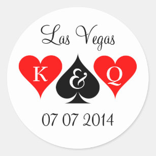 Las Vegas Hochzeitsticker mit Monogramm und Datum Runder Aufkleber