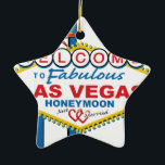 Las Vegas Honeymoon Retro Keramik Ornament<br><div class="desc">Las Vegas Honeymoon Design</div>