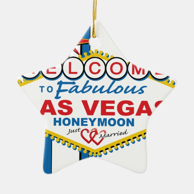 Las Vegas Honeymoon Retro Keramik Ornament (Vorne)