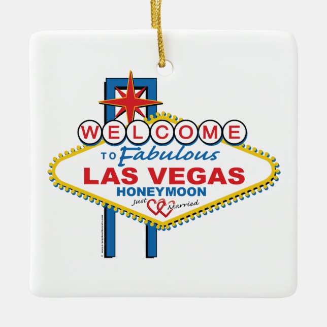 Las Vegas Honeymoon Retro Keramikornament (Vorderseite)