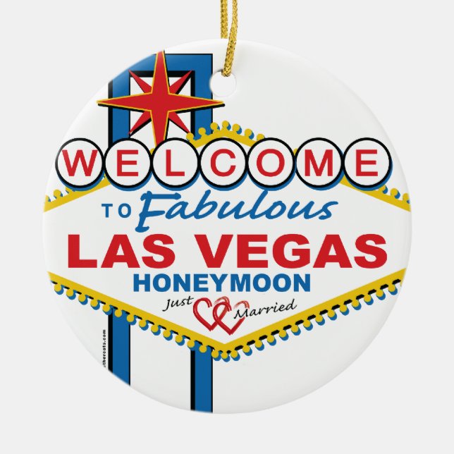Las Vegas Honeymoon Retro Keramikornament (Vorne)