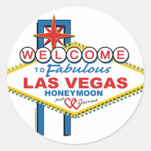 Las Vegas Honeymoon Retro Runder Aufkleber