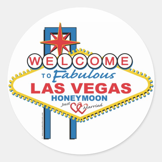 Las Vegas Honeymoon Runder Aufkleber (Vorderseite)