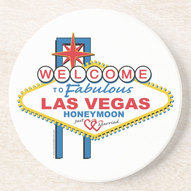 Las Vegas Honeymoon Sandstein Untersetzer (Vorne)