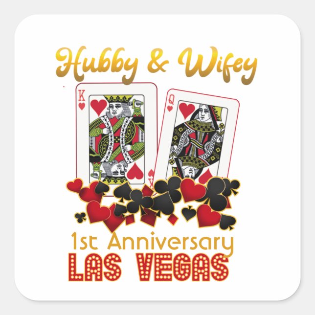 Las Vegas Hubby Wifey Hochzeitsfeier Quadratischer Aufkleber (Vorderseite)