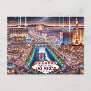 Las Vegas in der Nacht Postkarte