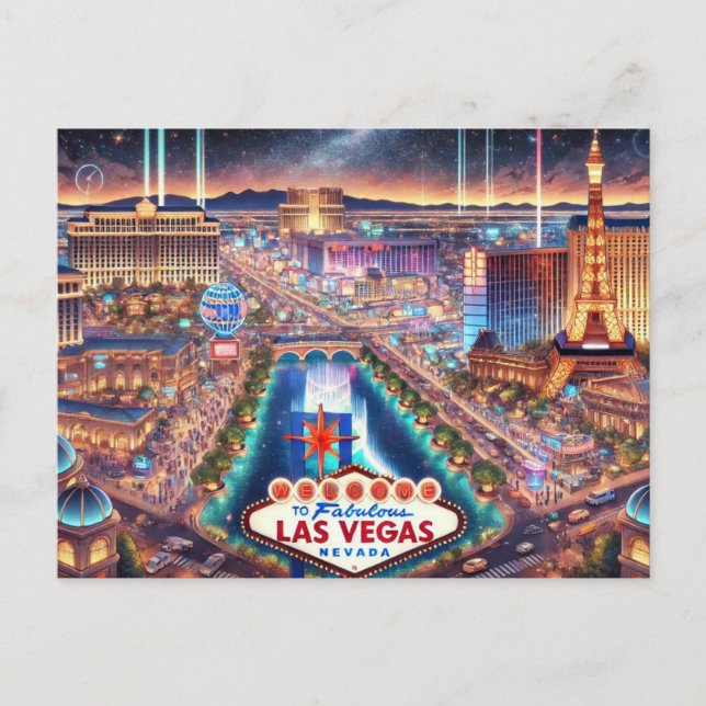 Las Vegas in der Nacht Postkarte (Vorderseite)