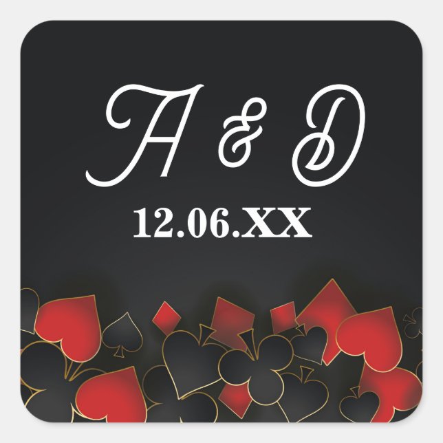 Las Vegas Initials Stickers Labels Casino Nacht (Vorderseite)