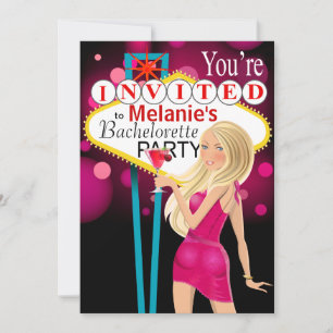 Las Vegas Junggeselinnen-Abschied fuschia Einladung