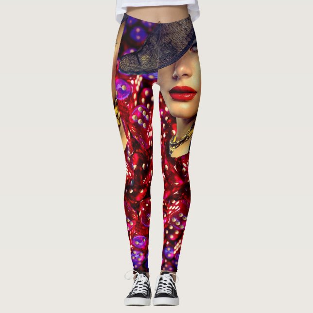 Las Vegas-Kasino-Dame Luck With Dice Leggings (Vorderseite)