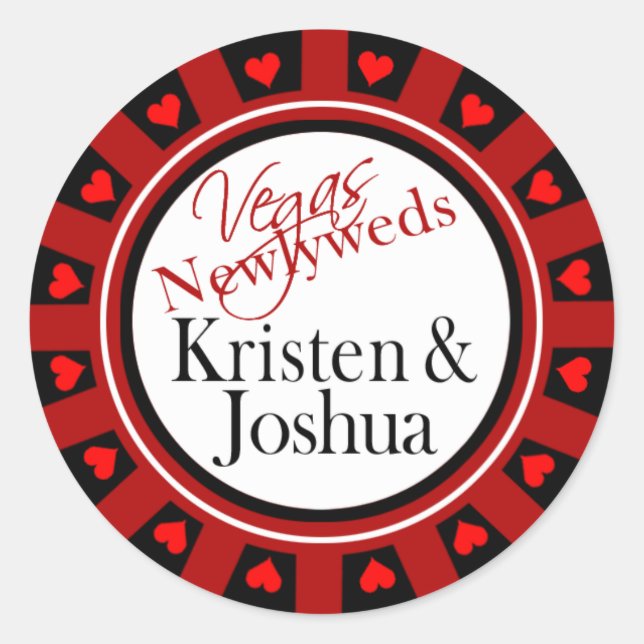 Las Vegas Kristen & Josh Casino Chip Envelope Runder Aufkleber (Vorderseite)