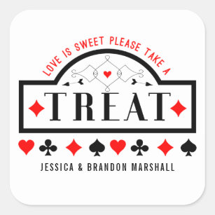 Las Vegas Liebe ist Sweet Playing Cards Poker Gefa Quadratischer Aufkleber