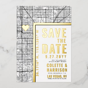 Las Vegas Love Locator   Hochzeits-Save-the-Date Folieneinladung