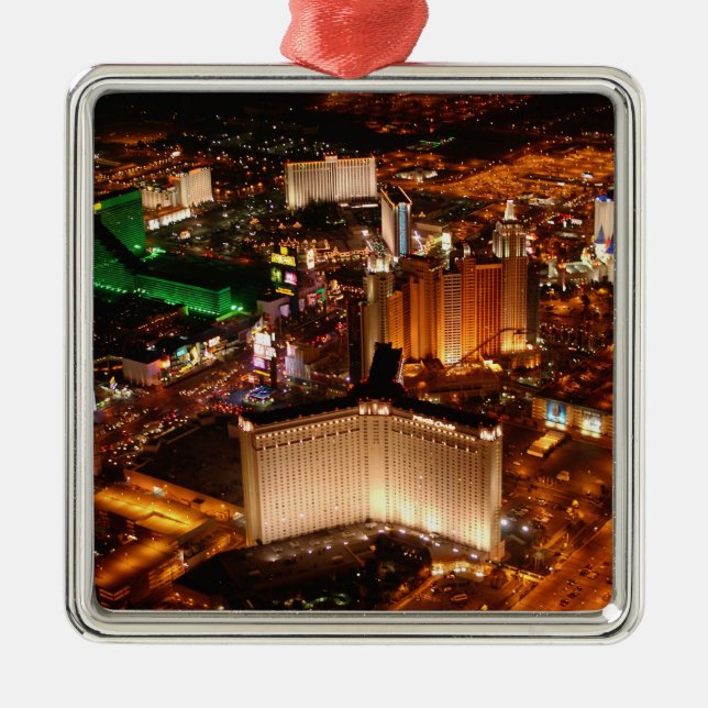 Las Vegas Luftbild aus Blimp Silbernes Ornament (Vorne)