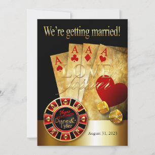 Las Vegas Luxushochzeit rot gold schwarz Einladung