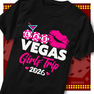 Las Vegas Mädchen-Trip 2026 Pink Lips Casino-Party T-Shirt