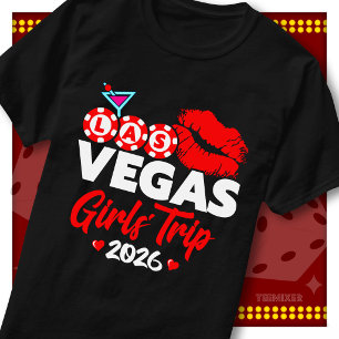 Las Vegas Mädchen-Trip 2026 Rote Lippen Casino-Par T-Shirt