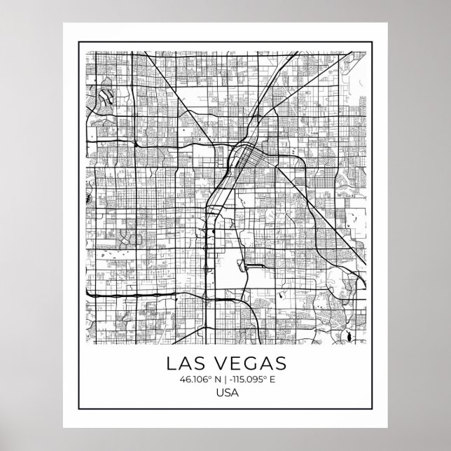 Las Vegas Map - Las Vegas White Map Poster (Vorne)