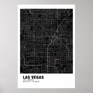 Las Vegas Map Poster - Nevada Black Map
